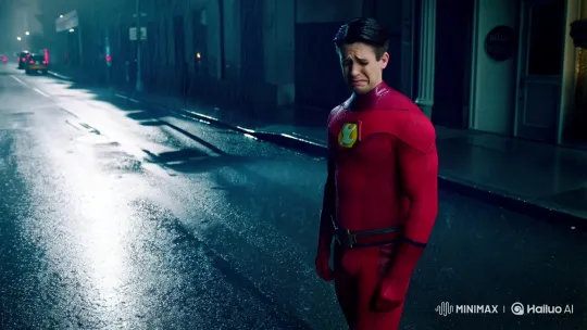 Red Superhero's Solitary Descent to Resolute Ascension – AI Generated Video | Hailuo AI