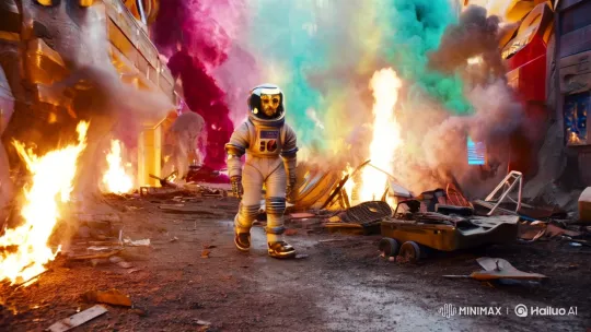 Robot in Space Suit Explores Alien Cityscape – AI Generated Video | Hailuo AI
