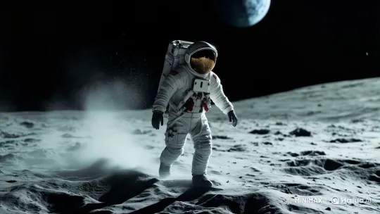 Astronaut's Serene Moon Walk Towards Spaceship – AI Generated Video | Hailuo AI