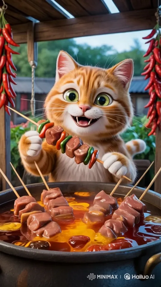 Cat Horror as It Realizes It's Hosting a Feline Barbecue – AI Generated Video | Hailuo AI
