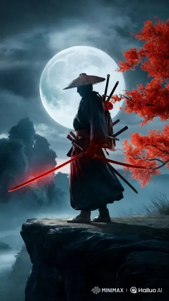 Mystical Samurai Prepares for Battle at Cliffside – AI Generated Video | Hailuo AI