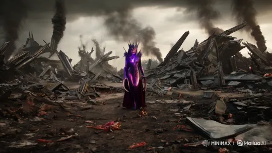 Daemon of Slaanesh Haunts Ruined Cinematic Landscape – AI Generated Video | Hailuo AI