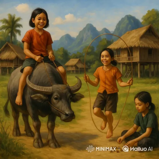 Rural Childhood: Serenity Amidst Misty Mountains – AI Generated Video | Hailuo AI