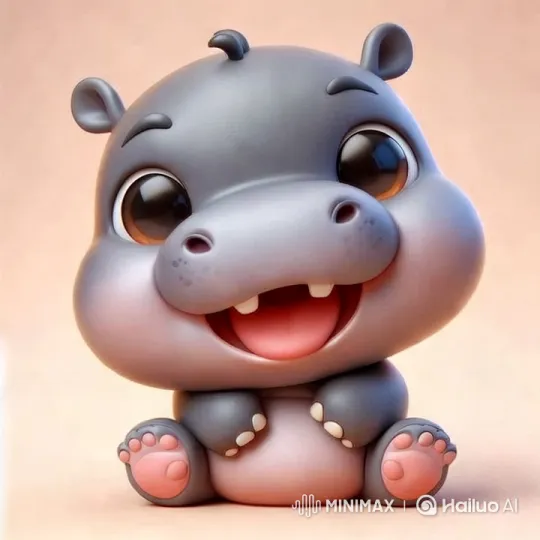 Cute Hippo Joyfully Stands Up in Aesthetic Video – AI Generated Video | Hailuo AI