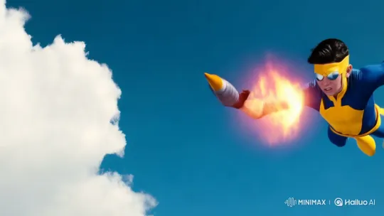 Superhero Dodges Missile in Dramatic Flight Scene – AI Generated Video | Hailuo AI