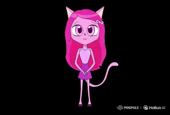 Charming Pink Cat Girl in Vibrant Animated Scene – AI Generated Video | Hailuo AI