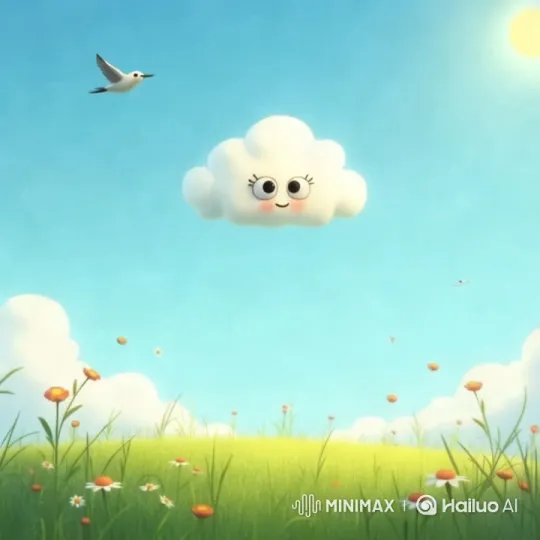 Whimsical Cloud Reflects in Serene Meadow Scene – AI Generated Video | Hailuo AI