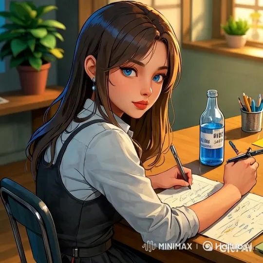 Focused Student Renna Studies in Aesthetic Classroom – AI Generated Video | Hailuo AI