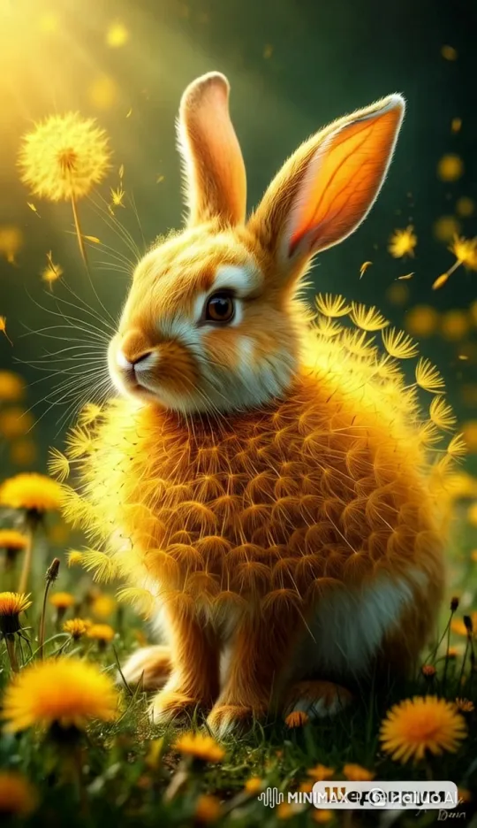 Whimsical Rabbit Rides Motorcycle in Dandelion Field – AI Generated Video | Hailuo AI