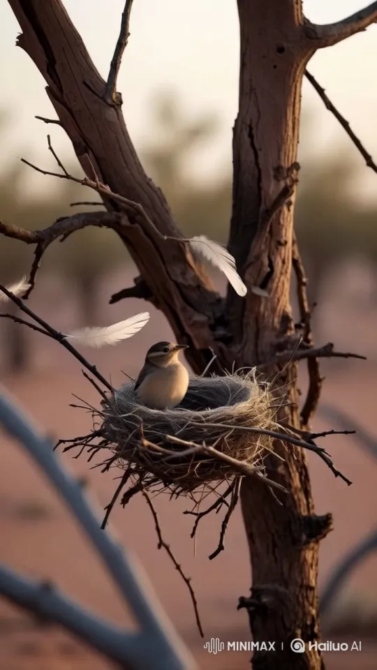 Bird Builds Nest on Desert Mango Tree – AI Generated Video | Hailuo AI