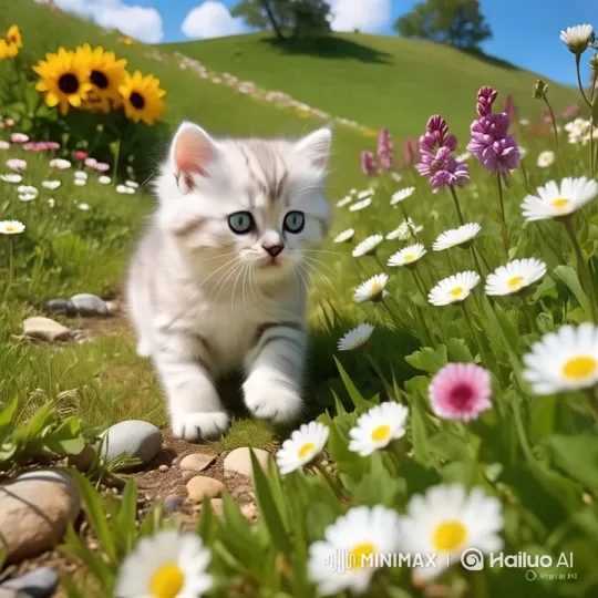 Fluffy Kitten Explores Enchanted Meadow – AI Generated Video | Hailuo AI