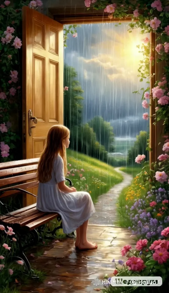 Garden Scene: Serene Rain and Gentle Movements – AI Generated Video | Hailuo AI