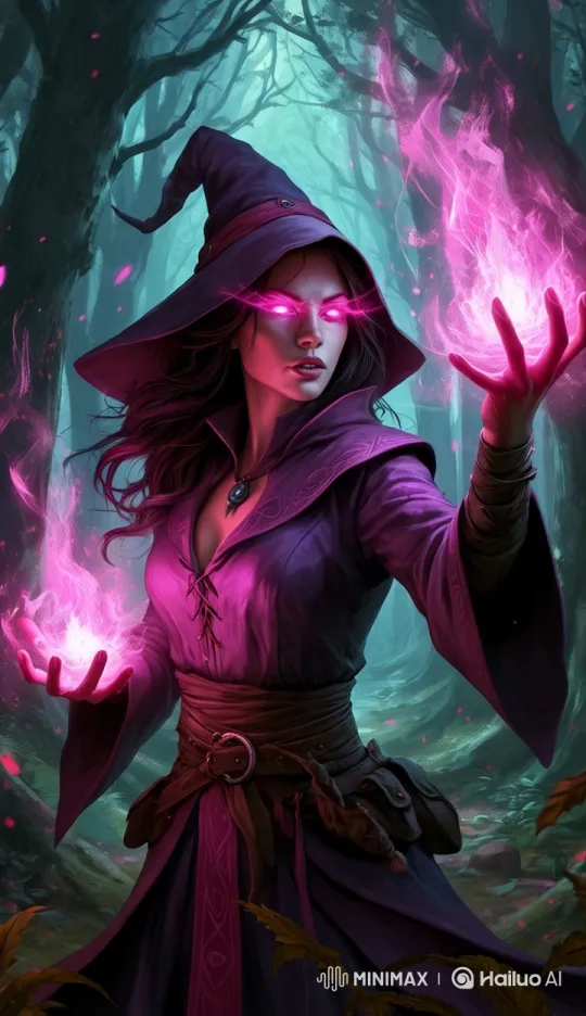 Mystical Witch Conjures Magic in Dark Forest Loop – AI Generated Video | Hailuo AI