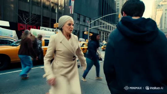 Elderly Woman Delivers Swift Kick Amid NYC Bustle – AI Generated Video | Hailuo AI