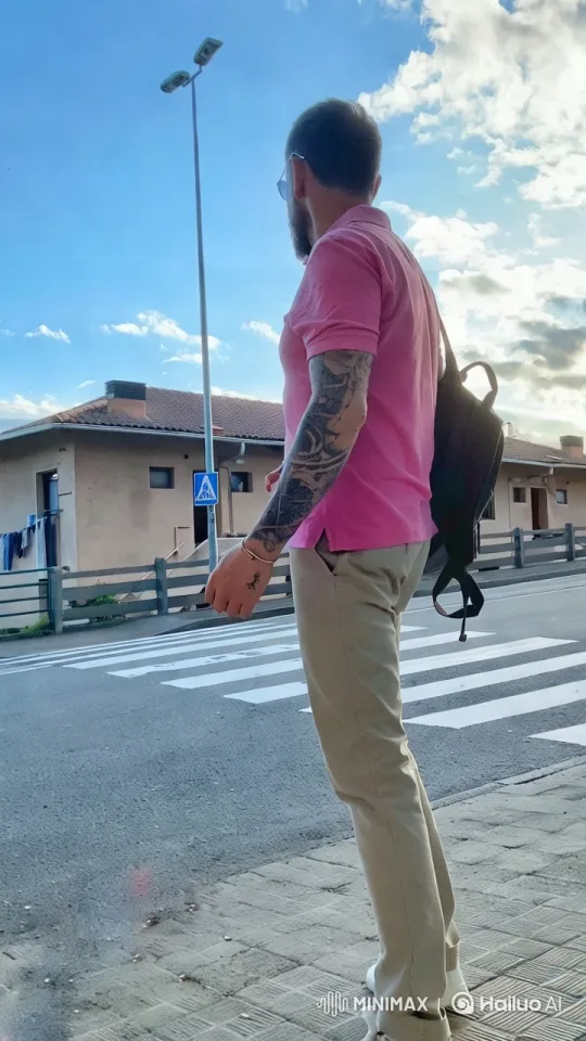 Stylish Tracking Shots of a Man on Sidewalk – AI Generated Video | Hailuo AI