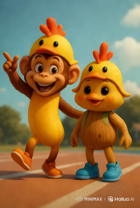 Adorable Characters Dance Playfully on Track – AI Generated Video | Hailuo AI