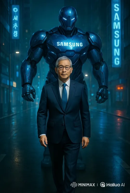 Futuristic Man and Robot Walk Through Neon-Lit Street – AI Generated Video | Hailuo AI