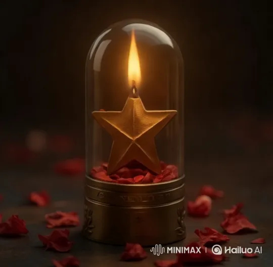 Captivating Dance of Flame in Golden Star Candle – AI Generated Video | Hailuo AI