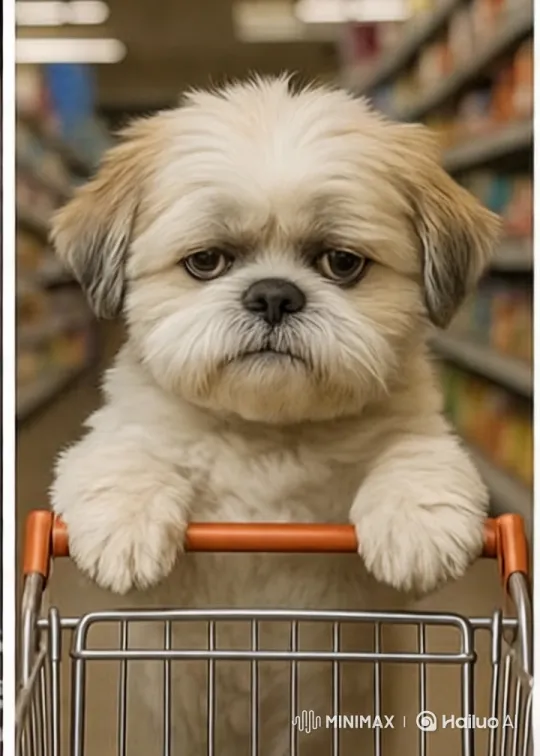 Grumpy Dog Saymon Shops for Treats in Supermarket – AI Generated Video | Hailuo AI