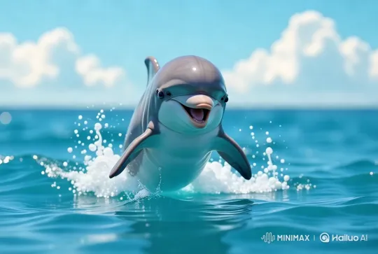 Dolphin Leap: Splash of Joy in Ocean's Blue – AI Generated Video | Hailuo AI