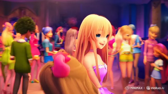 Elegant Luka Shines in Colorful Party Scene – AI Generated Video | Hailuo AI