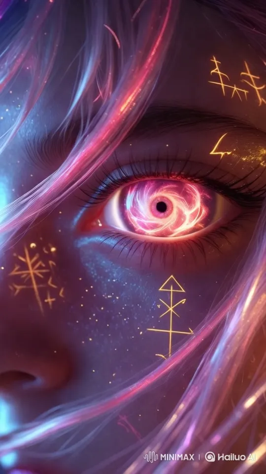 Magical Sorceress's Eye with Cosmic Energy and Arcane Symbols – AI Generated Video | Hailuo AI