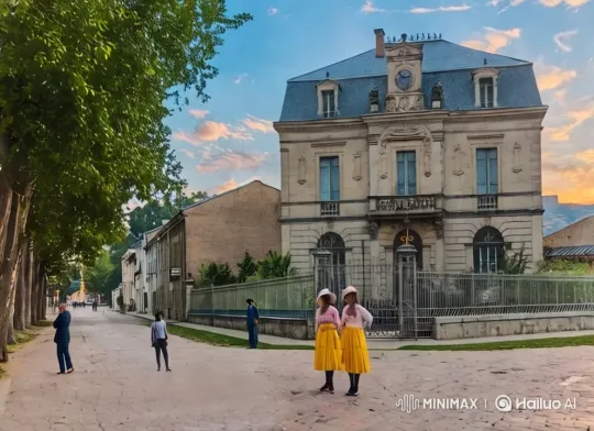 Historic Building and Traditional Figures at Sunset – AI Generated Video | Hailuo AI