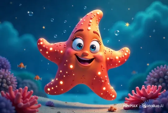 Joyful Starfish in a Colorful Underwater Paradise – AI Generated Video | Hailuo AI