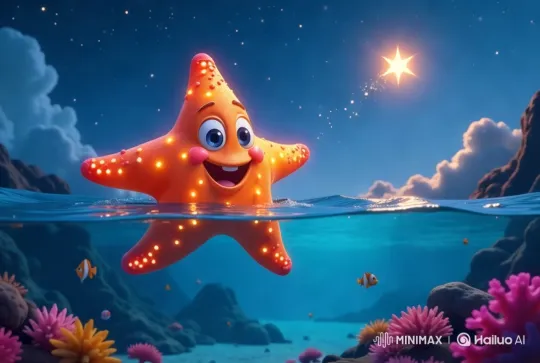 Joyful Starfish in a Vibrant Underwater Paradise – AI Generated Video | Hailuo AI