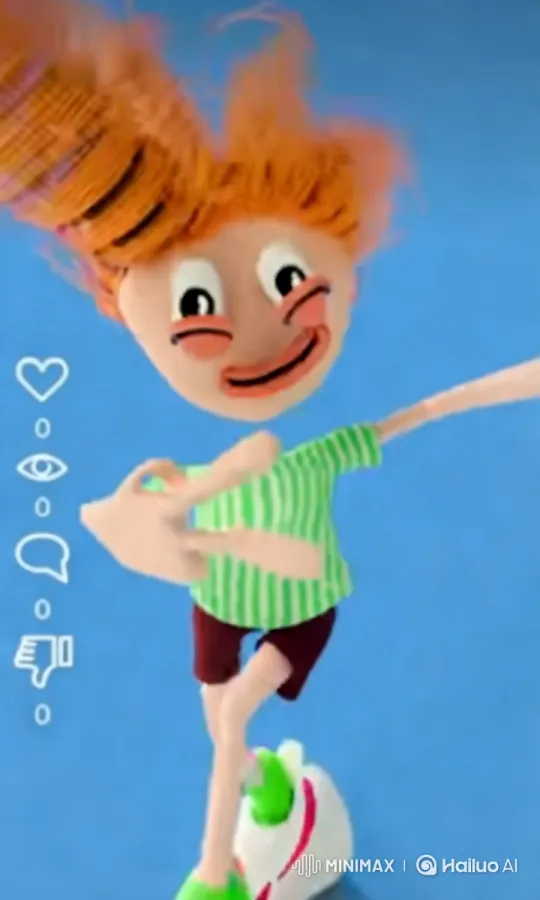 Animated Character on Hoverboard with Interactive Elements – AI Generated Video | Hailuo AI