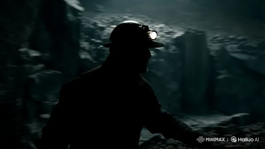 Lone Miner's Journey Through Shadowed Coal Mine – AI Generated Video | Hailuo AI