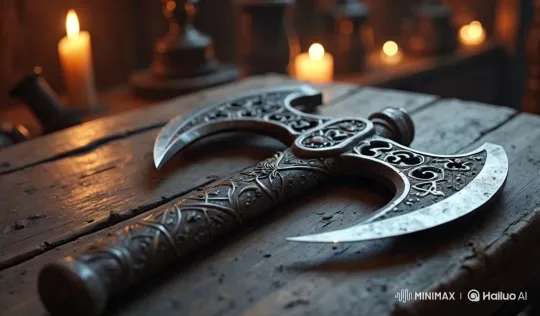 Immersive Journey to an Ornate Double-Headed Axe – AI Generated Video | Hailuo AI