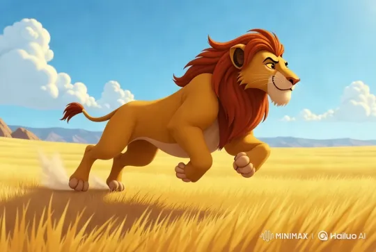Majestic Lion Running Across the Golden Savanna – AI Generated Video | Hailuo AI