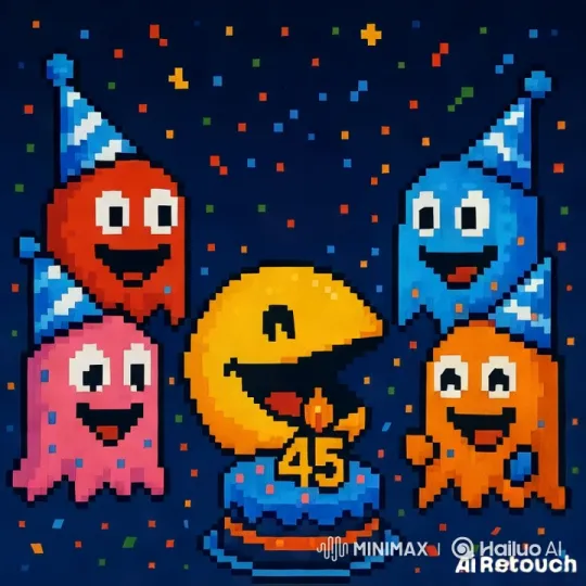 Pac-Man Celebrates 45th Anniversary with Ghosts – AI Generated Video | Hailuo AI
