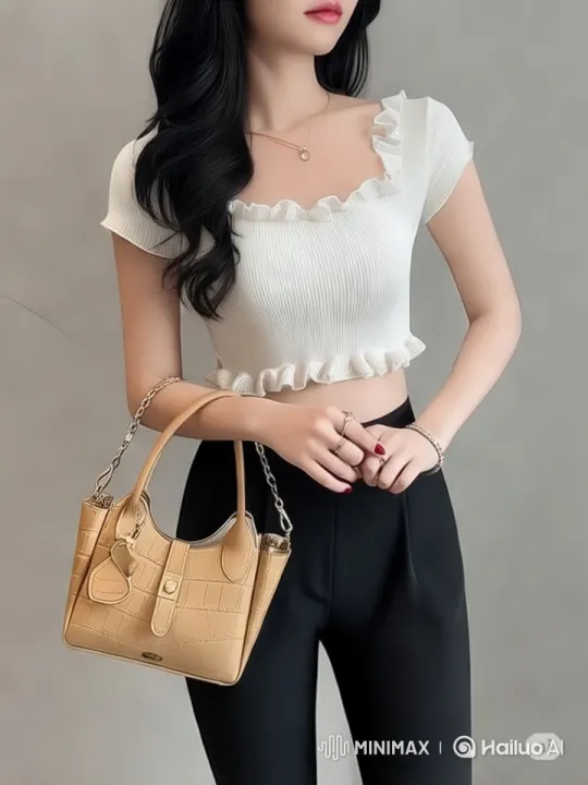 Stylish Model Showcases Fashion in Minimalist Setting – AI Generated Video | Hailuo AI