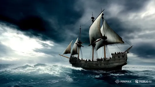 Realistic Pirate Ship Battles Storm in Intense Cinematic Clip – AI Generated Video | Hailuo AI