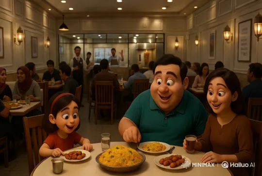 Realistic Dining Scene in a Cozy Restaurant – AI Generated Video | Hailuo AI