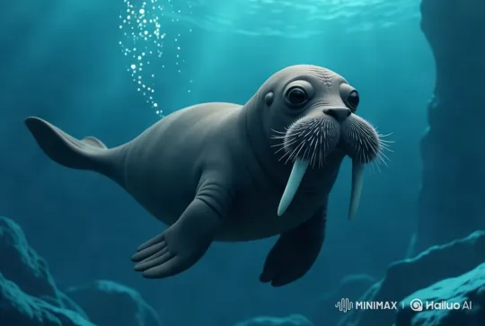 Graceful Walrus Glides Through Serene Underwater World – AI Generated Video | Hailuo AI