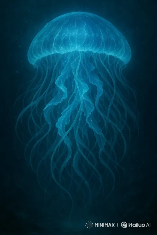 Glowing Blue Jellyfish in the Deep Ocean's Tranquility – AI Generated Video | Hailuo AI