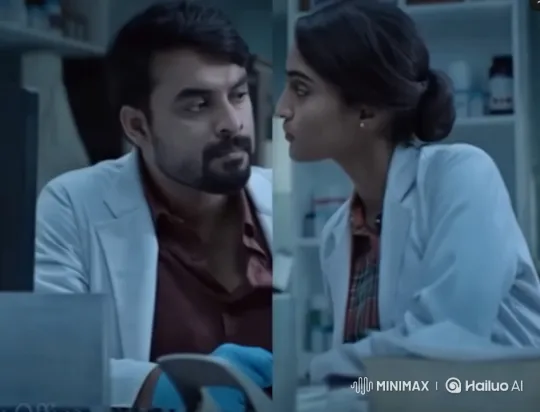 Couple Shares Intimate Kiss in Laboratory Setting – AI Generated Video | Hailuo AI