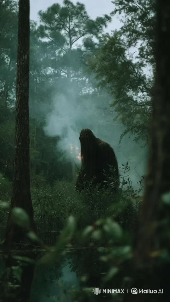 Bigfoot Stares Down Camera in Mysterious Forest – AI Generated Video | Hailuo AI