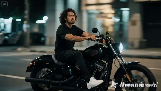 Nighttime Motorcycle Ride: Urban Aesthetic and Thrill – AI Generated Video | Hailuo AI