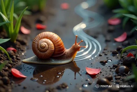 Snail's Journey Through Autumn's Dew – AI Generated Video | Hailuo AI
