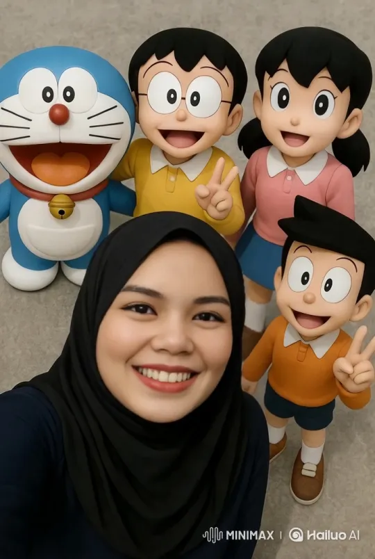 Joyful Group with Animated Characters and Smiling Woman – AI Generated Video | Hailuo AI