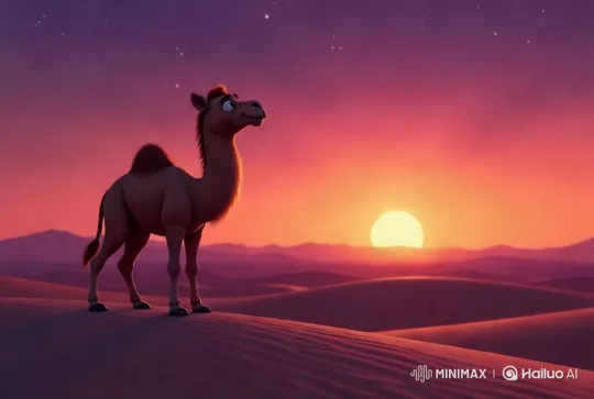 Majestic Camel in Vast Desert Landscape – AI Generated Video | Hailuo AI