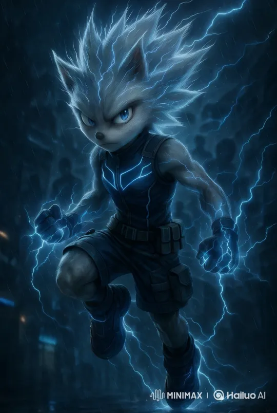 Futuristic Figure Powers Through Stormy Night – AI Generated Video | Hailuo AI