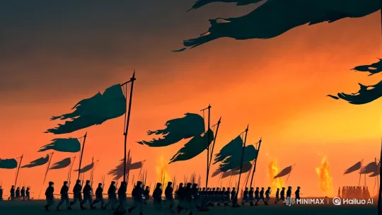 Dusty Horizon: A Battle's Aftermath in Chinese Scroll Animation – AI Generated Video | Hailuo AI