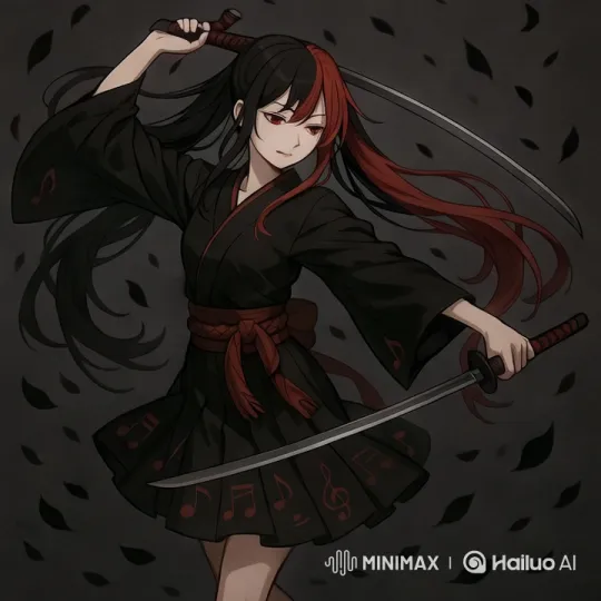 Graceful Warrior: Aesthetic Sword Dance in Dark Setting – AI Generated Video | Hailuo AI
