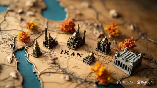Iran Miniature Map with Architectural Models and Autumn Scenery – AI Generated Video | Hailuo AI