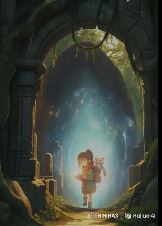 Girl with Magical Book Enters Crystal Cave Adventure – AI Generated Video | Hailuo AI